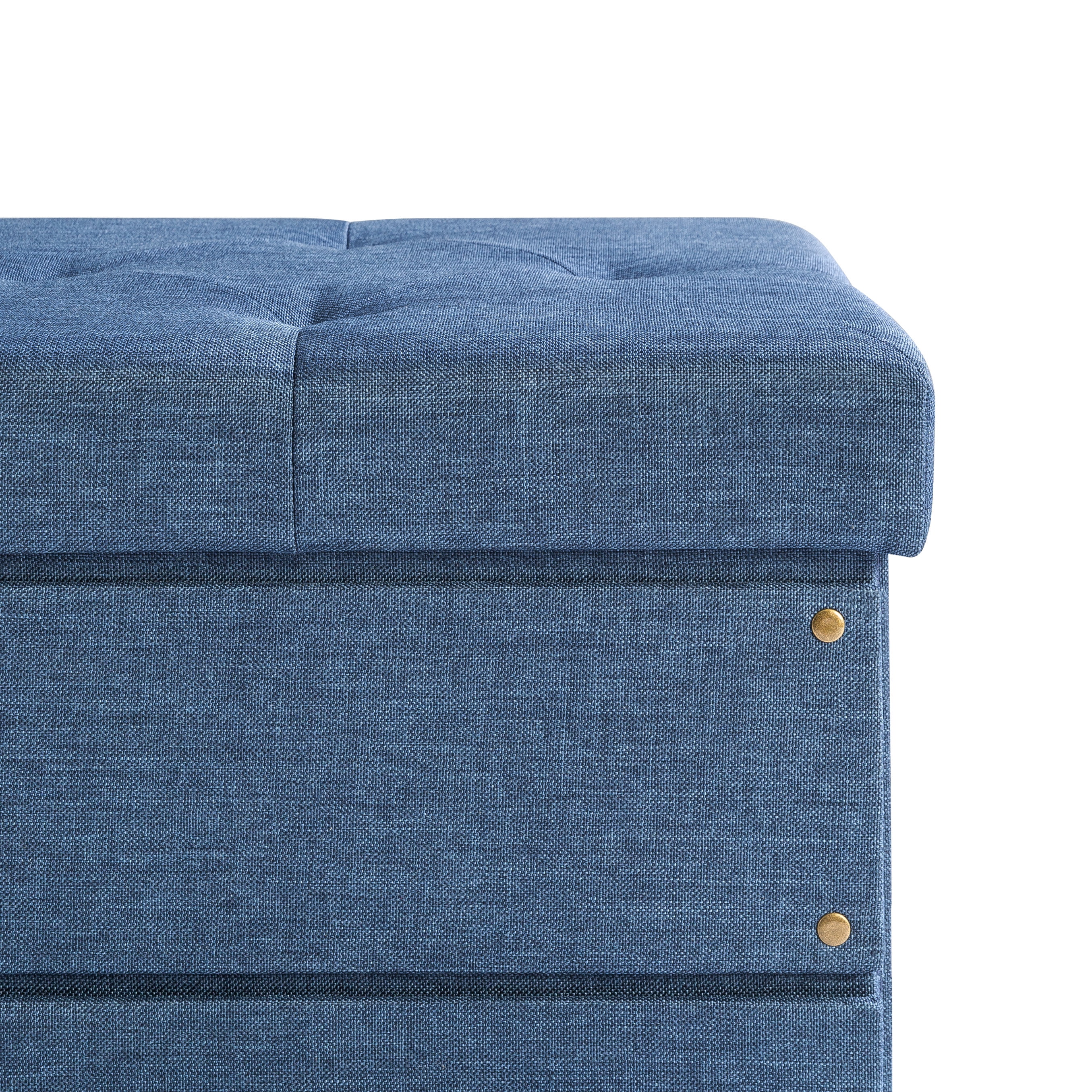 Mellow Stockbox 15" Ottoman with Storage Drawer, Blue