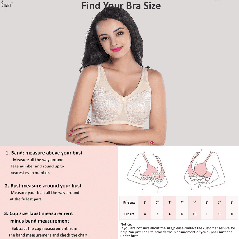 BIMEI Mastectomy Bra with Pockets for Breast Prosthesis Women Wirefree  Everyday Bra plus size 8103,Pink, 40C