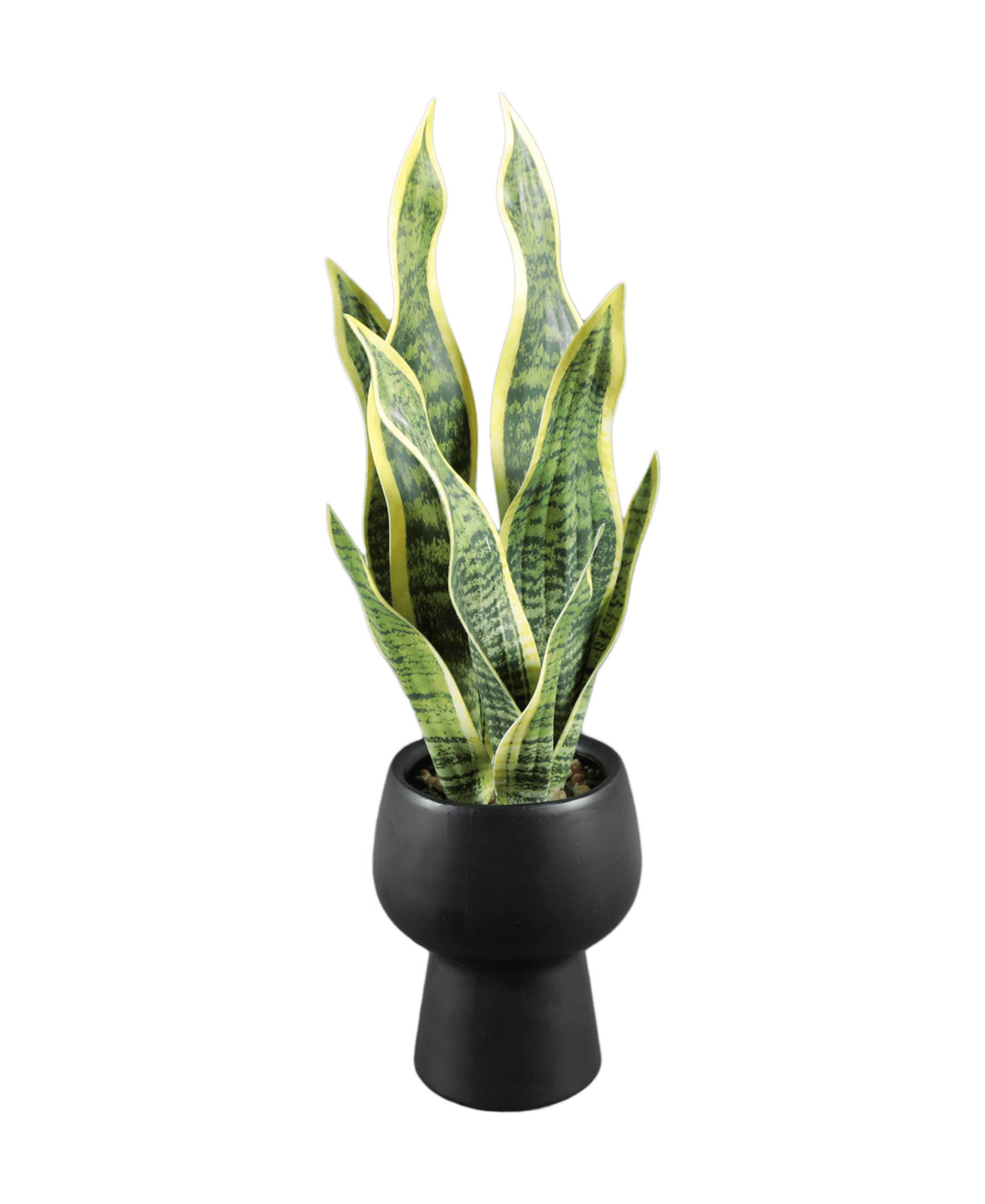 Mainstays 17.5" Faux Snake Plant in White Ceramic Pedestal Pot, Indoor Home DΓ©cor