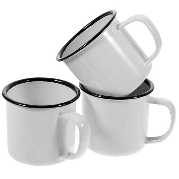LOLIPPYY Set of 3 Enamel Coffee Mugs, Sturdy and Tea Drinking Cups