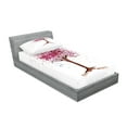 thumbnail image 2 of Ambesonne Floral Fitted Sheet & Pillow Sham Set, Blossom Buds Sakura Tree, Twinxl, Magenta Redwood, 2 of 2
