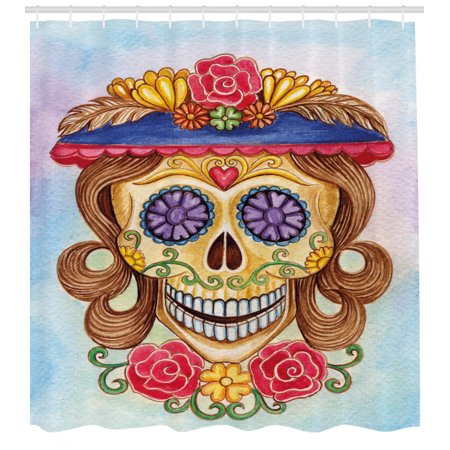 Day Of The Dead Shower Curtain Cute Lady Mommy Skull Head With