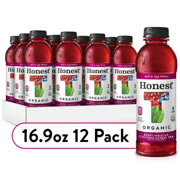 Honest Berry Hibiscus Flavored Herbal Tea Bottles, 16.9 fl oz, 12 Pack