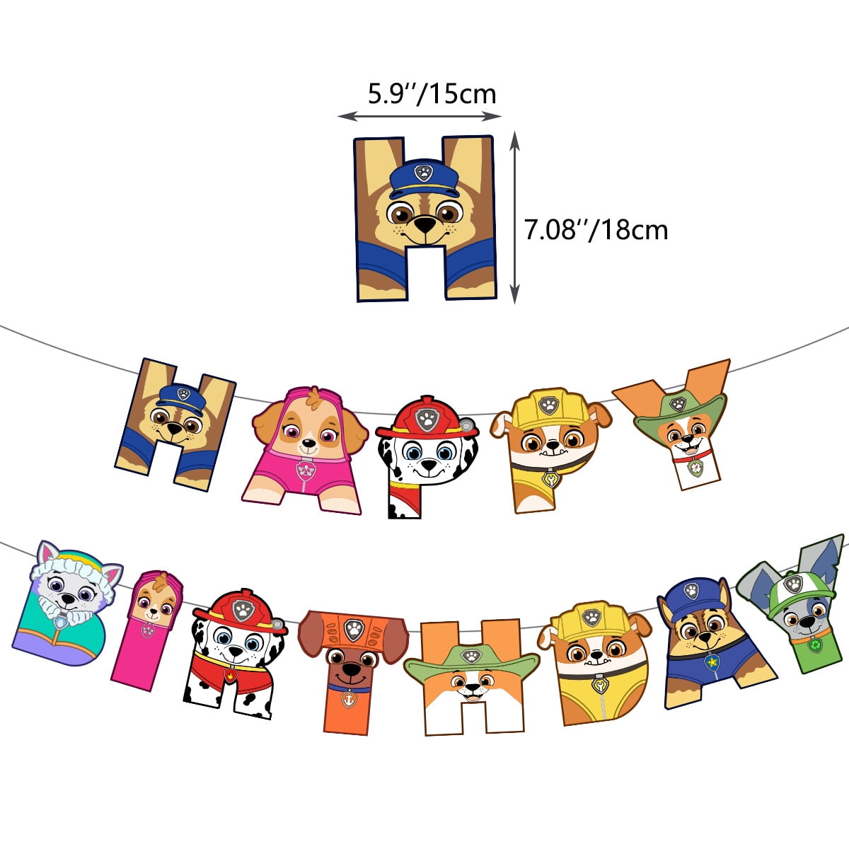 52PCS For Paw Theme For Patrol Birthday Party Decorations,With 1 Happy Birthday Banner Garland,20 Balloons, 13 Cupcake Toppers,6 Foil balloon for Party Supplies