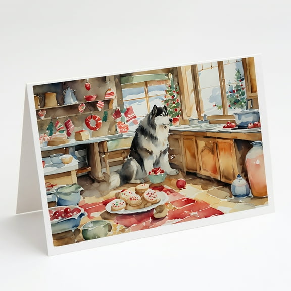 Alaskan Malamute Christmas Cookies Greeting Cards Pack of 8 7 in x 5 in