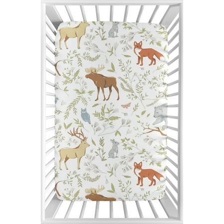 UPC: 0846480053668 | Woodland Animal Toile Mini Fitted Crib Sheet by Sweet Jojo Designs