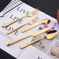 thumbnail image 4 of Scheam 5 Pcs Matte Satin Finish Flatware,Stainless Steel Knives Forks and Spoons Set,Mirror Polished Tableware for Home Kitchen Restaurant, Dishwasher Safe (Gold), 4 of 7