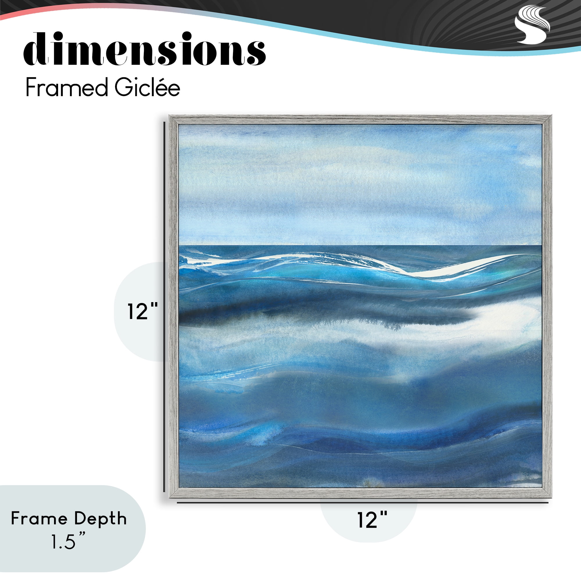 Stupell Industries Calm Expanse of Ocean Waves Gray Framed Giclee Art, design by Susan Jill