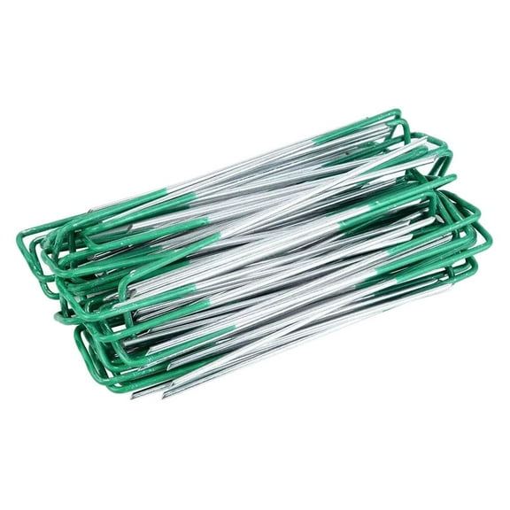 Voiceine 20pcs Turf U Shaped Garden Securing Stakes Spikes Pegs Hot Dipped Galvanized Sod Staples for Anchoring Landscape Fabric Tent Nail