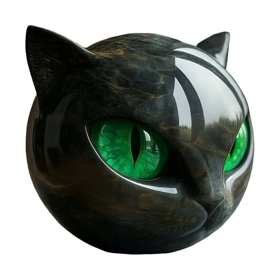 LAMIRO Black Cat Stone Cat Head Sculpture Marble Texture Healing Stones Black Cat Statue Keepsake Gift for Cat Lovers Women Men Resin Figurine