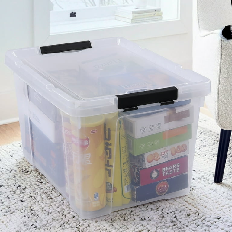 50 Qt Clear Storage Bins With Wheels – Stackable Latching Boxes, 4-Pack For Home Organization