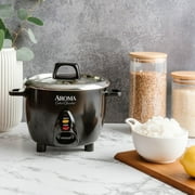 Aroma Select Stainless 6-Cup Electric Rice Cooker, Black