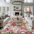 thumbnail image 3 of Area Rug for Living Room, Pink Spring Floral Non-Slip Indoor Large Carpet for Bedroom/Dining Room, Vintage Summer Botanical Washable Low-Profile Rectangle Floor Runner Rugs - 6 x 9 Ft, 3 of 8