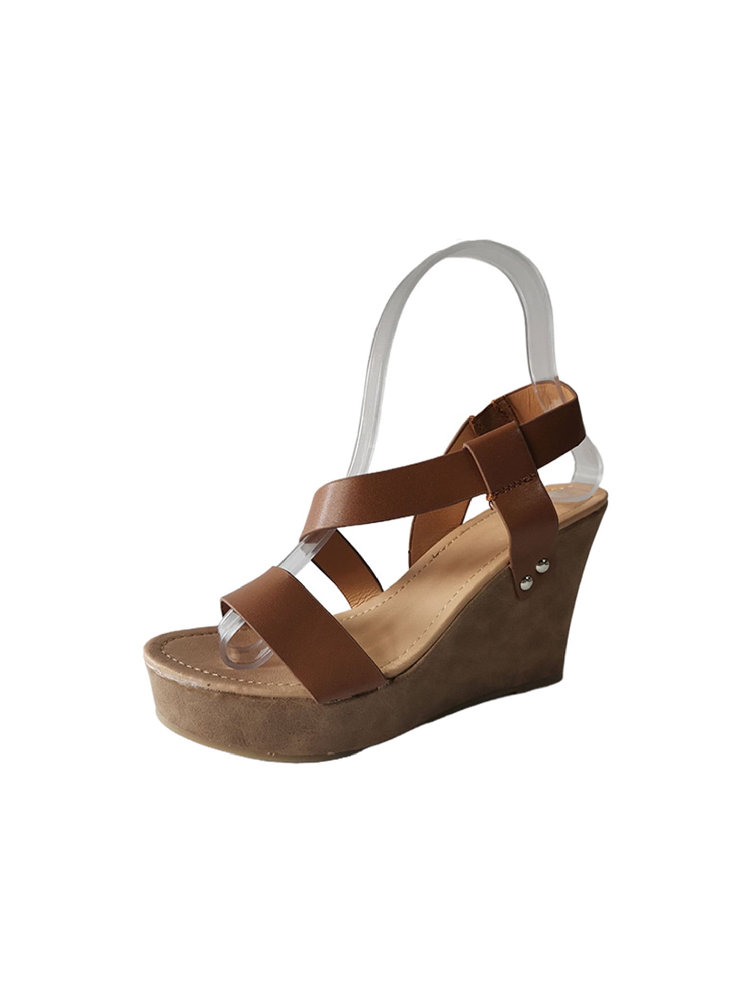 Rockomi Women Wedge Sandals Platform Flat Sandals Slip On Sandal Fashion  Anti-Slip Summer Sandals Dressy Shoe Open Toe Black 8.5 - Walmart.com