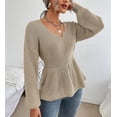 thumbnail image 2 of Long Sleeve Women V-Neck Slim Knit Sweater Pullover Jumper, 2 of 5