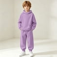 thumbnail image 6 of ITSAME Girls 2-Piece Outfits Long Sleeve Hooded Sweatshirt and Sweatpants Set Fall Winter Casual Active Clothing Purple Size 12, 6 of 9