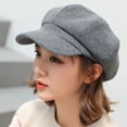 thumbnail image 3 of SikaFu Auutmn Winter Hats for Women Solid Plain Octagonal Newsboy Cap Men Ladies Casual Wool Hat Winter Beret Women Painter Cap, 3 of 6