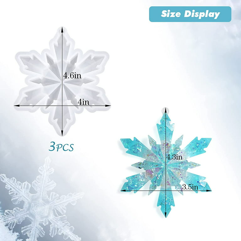 DoreenBow Holographic Snowflake Molds for Resin Christmas Resin Molds  Silicone Casting Christmas Ornament Resin Molds Epoxy Resin Molds for Xmas  DIY