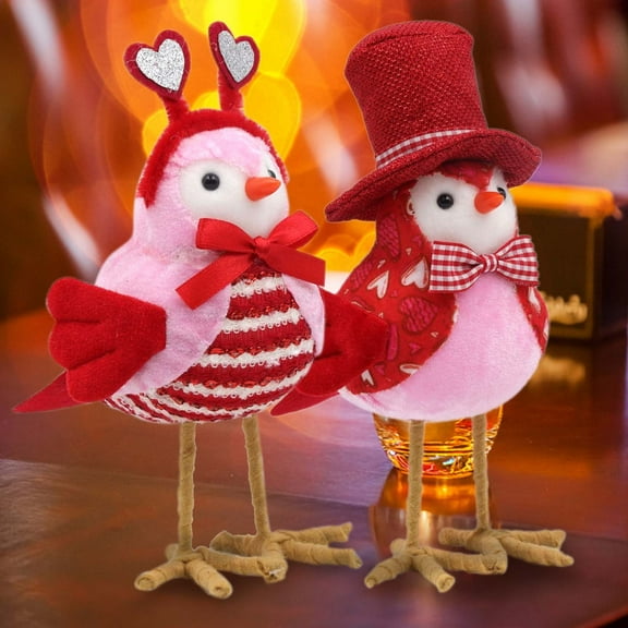 Gifts for Her Wzzjkit Bird Decor, Valentine's Day Red Bird Decor Doll Gift Decoration Doll, Fabric Dwarf Embracing Heart Bird Decor for Home Tabletop Decor
