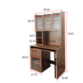 thumbnail image 5 of Tcbosik L-Shaped Deck with 90° Rotating Desktop, Computer Table with Hutch, Writing Study Desk with Open Shelves, Storage Drawers and 4 Glass Doors for Home Office, Walnut, 5 of 10