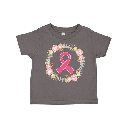 

Inktastic Breast Cancer Pink Ribbon Awareness Wreath Gift Toddler Toddler Girl T-Shirt
