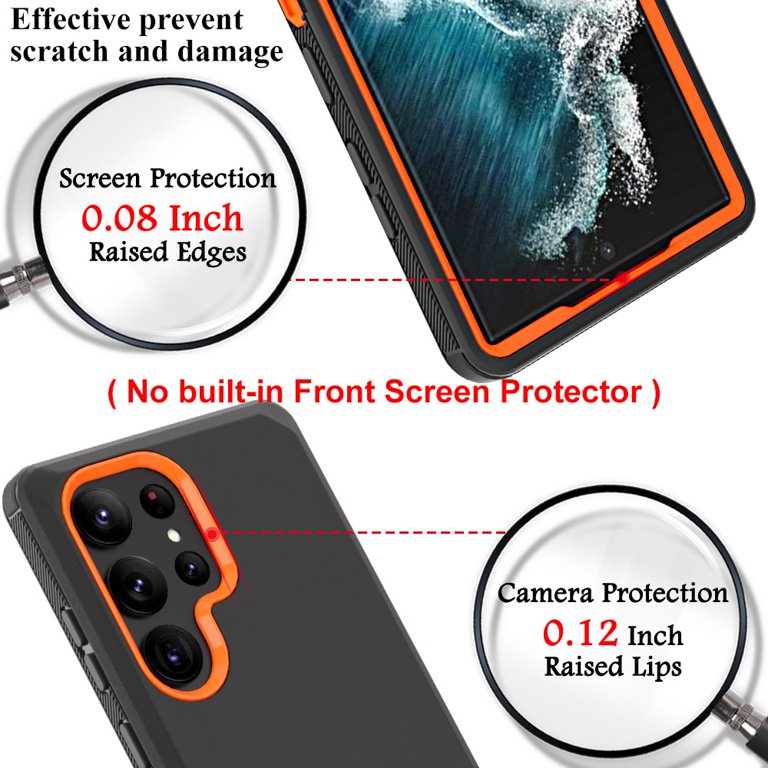 TASHHAR Samsung Galaxy S23 Ultra Case with Lens Protector Military Grade  Heavy Duty Protection 3 in 1 Shockproof Armor Rugged Durable Detachable for