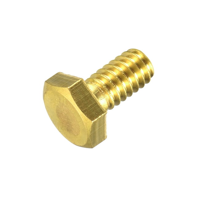 Unique Bargains Brass Hex Bolts, 1/4-20x1/2' 1 Pack Fully Thread Grade 4.8 Machine Screws