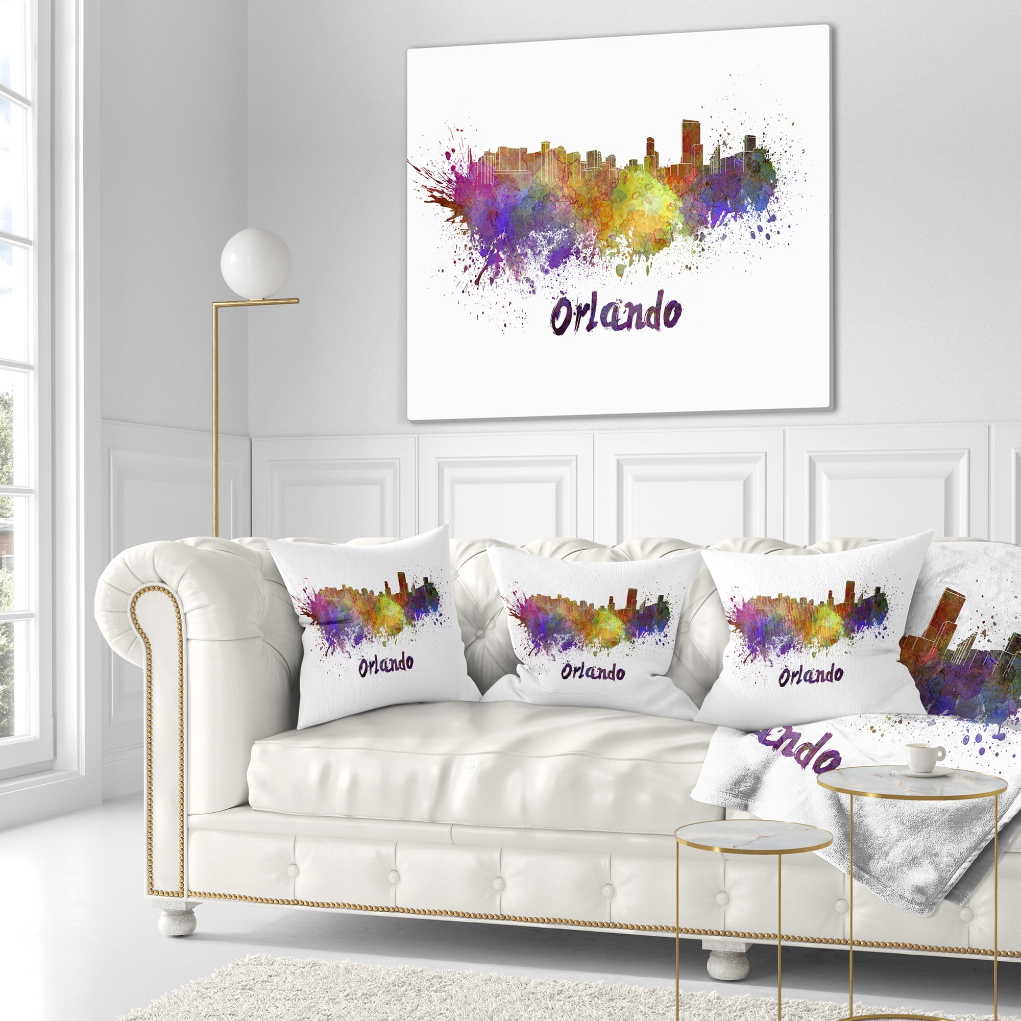 Designart Orlando Skyline - Cityscape Throw Pillow - 18x18