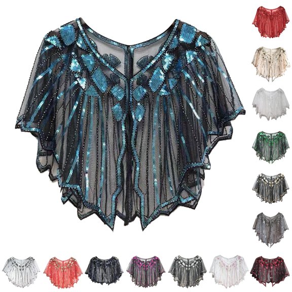 HNMKIU Shawl for Women Mesh Loose Cloak Shawl Dress Wrapped With Party Banquet Sequin Sweetheart Stole Scarf Women's Evening Wraps BU2,One Size