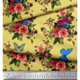 thumbnail image 2 of Soimoi Cotton Duck Fabric Leaves, & Peony Floral Printed Fabric 1 Yard 56 Inch Wide, 2 of 3