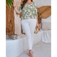 thumbnail image 4 of Plus-Size Women's Summer Dressy Casual Short Sleeve Shirts Crewneck Business Office Work Blouse Tops, 4 of 6
