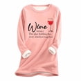 thumbnail image 2 of Jinhomg Novelty Cute Christmas Sweatshirt for Women Xmas Wine Glass Sherpa Lined Tunic Tops Fall Winter Warm Cozy Long Sleeve Crewneck Pullovers Pink S, 2 of 3