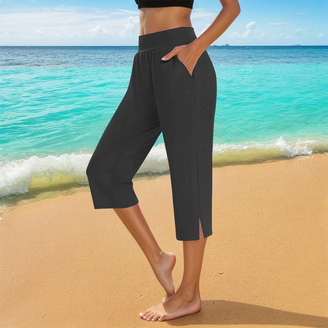 WILLBEST Pantalones Casuales de Mujer Capris elegantes para Uso Diario con Aberturas Laterales Cómodos y de Diseño Ideal para Actividades En Climas Cálidos Mediana