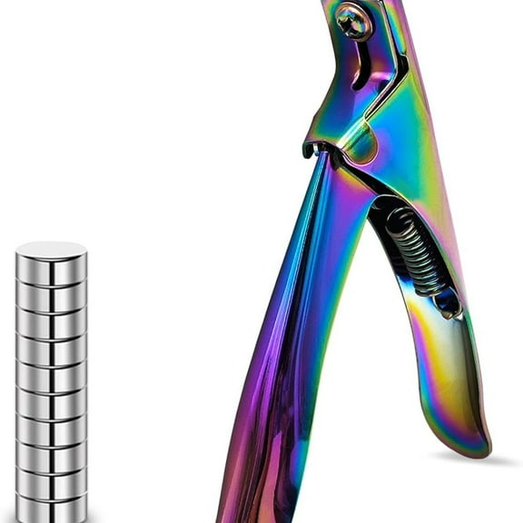 Acrylic Nail Cutter with Magnet Sizer & Length Measurement,Adjustable Stainless Nail Trimmer for Salon Home Nail Art, Professional Nail Clippers for Precise Manicures