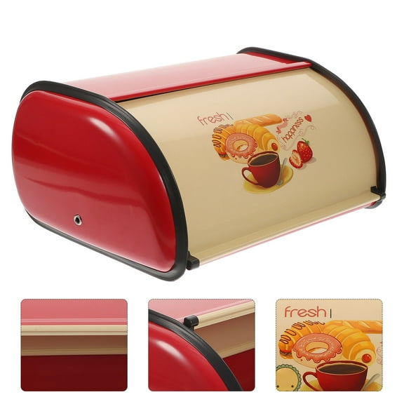WHAMVOX 1Pack French Retro Red Iron Bread Bin for Home Use and Small Businesses