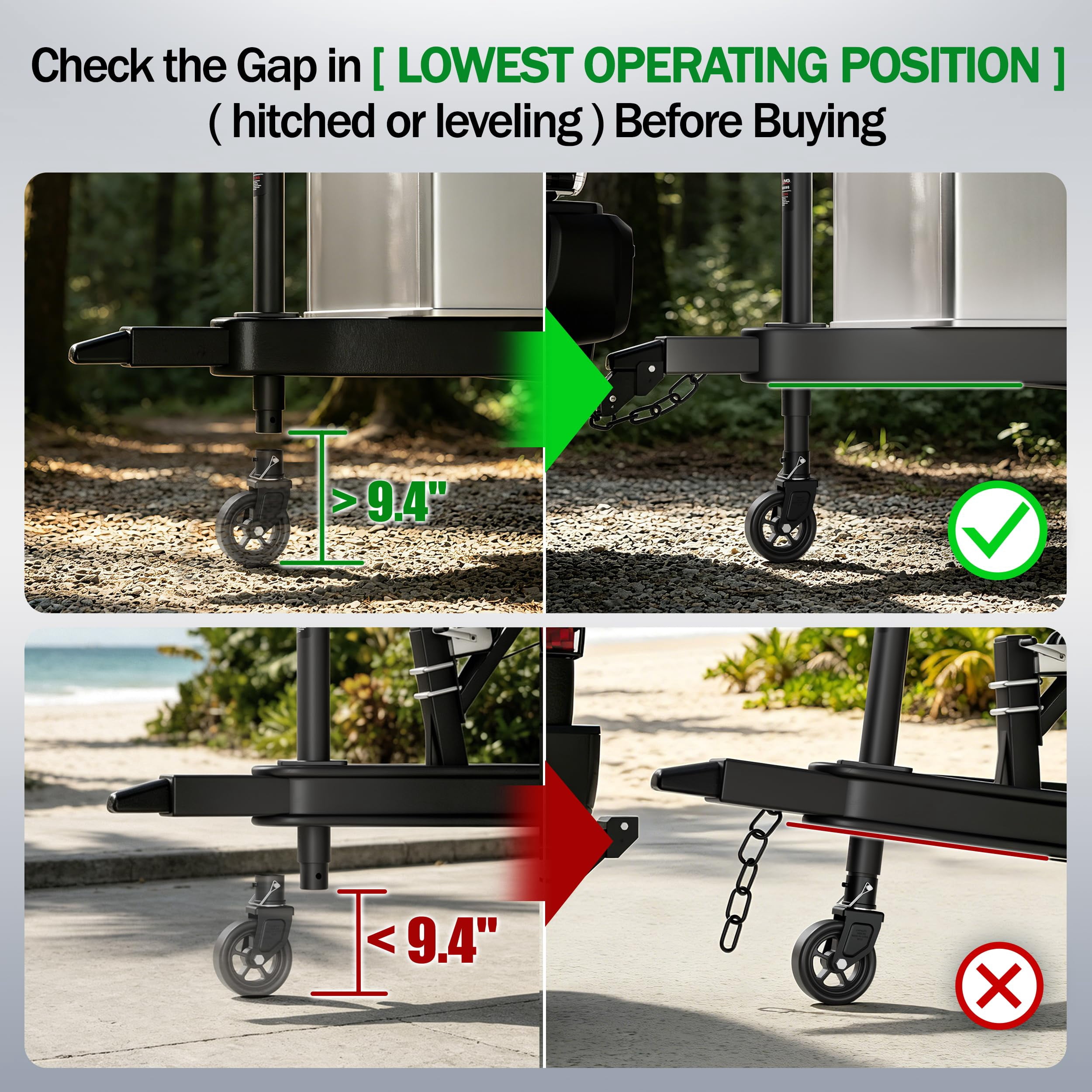 TOWKING 1500lbs 6" Trailer Jack Swivel Caster Replacement with Upgraded Spoked Wheel and Pin, Black