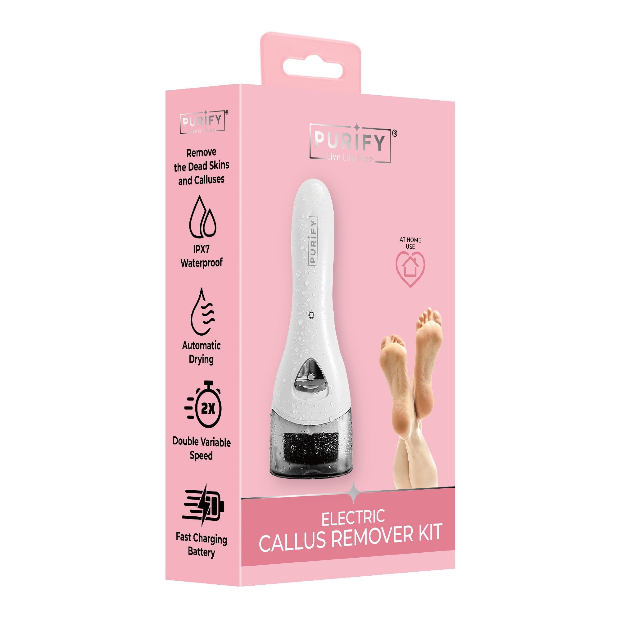 Purify Electric Portable Feet Callus Remover Kit, White