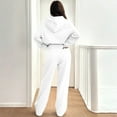 thumbnail image 6 of Women's 2 Piece Oversized Hoodie Sweatsuit Set Baggy Wide Leg Sweatpants Casual Lounge Outfit White L, 6 of 7