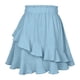 thumbnail image 4 of Falda irregular con volantes de cintura alta para mujer: falda elástica de poliéster de color liso para primavera/verano/otoño, lavable a máquina., 4 of 5