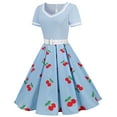 thumbnail image 2 of IBTOM CASTLE Women's 1950s Vintage Wedding Audrey Hepburn Style Cocktail Swing Dresses for Evening Prom Tea Party Clothes 2XL Blue & Cherry, 2 of 8