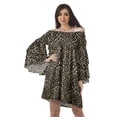 thumbnail image 1 of Moomaya Light Brown Womens Off Shoulder Summer Beach Dress Cotton Vacation Dress With Bell Sleeves - M, 1 of 7