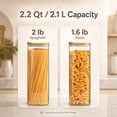 thumbnail image 4 of Glass Spaghetti Pasta Storage Containers, 3 Pack 2.2Qt Square Airtight Glass Jars, Clear Sealed Canisters for Flour Cereal Beans Pantry Organization, 4 of 7