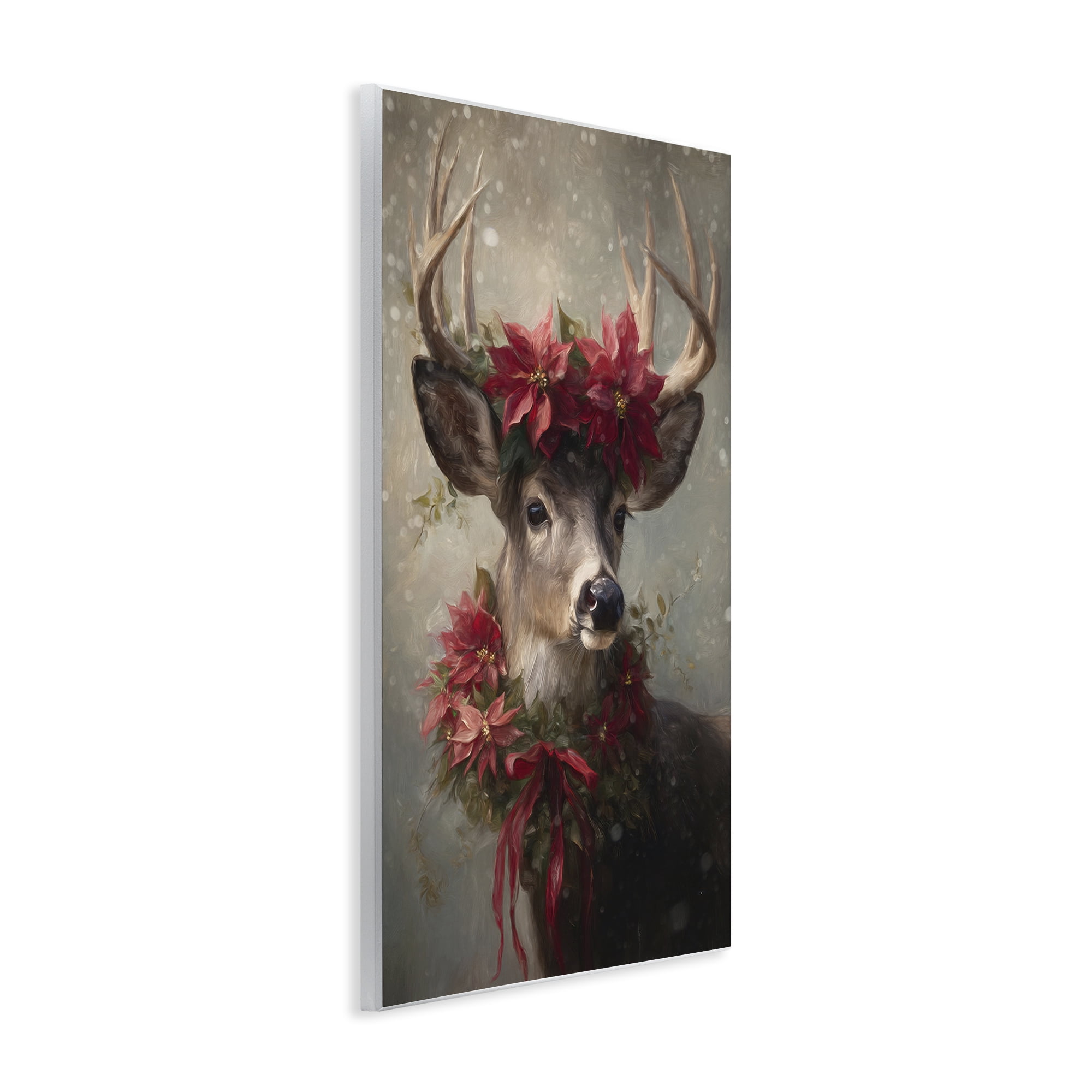 Stupell Industries Poinsettia Christmas Deer Wall Plaque Art, design by Tina LeCour