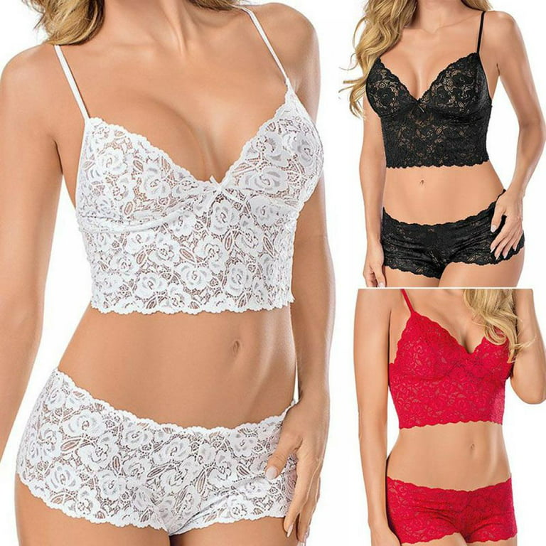 Women's Lace Underwear Lingerie Bra + Panty Set 