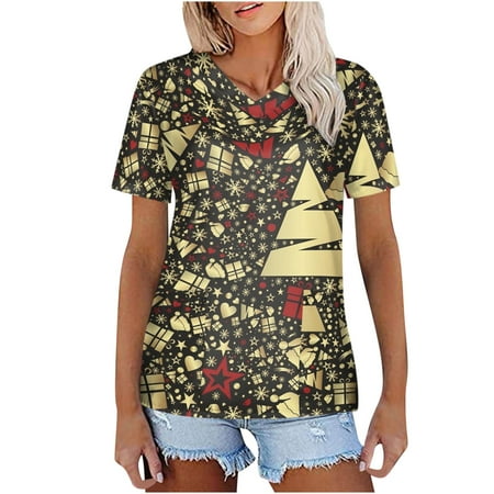 

JWZUY Women s Working Uniform Shirts Short Sleeve V-Neck Tunic Tops Cute Cartoon Print Workwear Blouses Tee Nurse Scrubs Tops Blouses Pullover T-Shirts Tshirts Tee Shirt (Black XXXL)