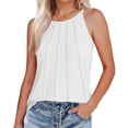 thumbnail image 1 of Liquidation d'Économies! Hauts Grande Taille pour Femmes, Hauts à Manches Courtes d'Été pour Femmes, Débardeur Ample à Col Rond Froncé Sans Manches Décontracté Basique, 1 of 5