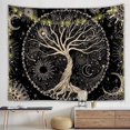 thumbnail image 1 of Arbre De Vie Tapisserie Lune Et Soleil (150x200cm) Noir Mural Psychdlique Tapisserie Mandala Toile Tapisserie Hippie Dcoration Murale Partie Dorto, 1 of 4