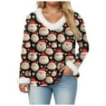 thumbnail image 6 of larppty Christmas Shirt Women Sexy Plush Fur Trim Vneck Xmas Top Holiday Party Blouses Long Sleeve Pullover Christmas Costume (Black, 4XL), 6 of 8
