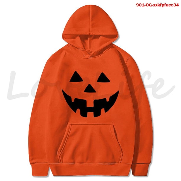 Sudadera con capucha de cara de calabaza para hombre y mujer, jersey de cara sonriente para Halloween, ropa con estampado de dibujos animados, prendas de vestir, Tops, invierno, 2021