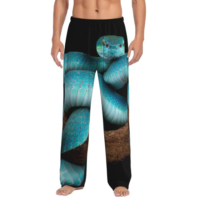 Balery Blue Viper Snake Pantalones de pijama para hombre, pijama ultraligero, pantalón de descanso-3X-Large